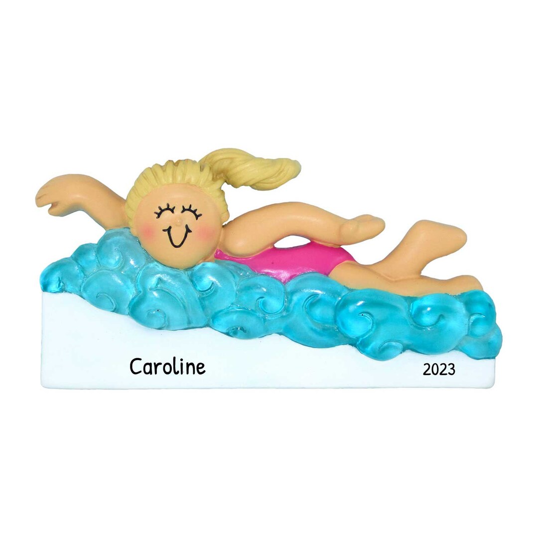 Personalized Swimming Ornament, Girl Swimmer Ornament, Swim Coach Gifts