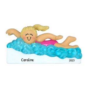Personalized Swimming Ornament, Girl Swimmer Ornament, Swim Coach Gifts, Personalized Gift, Blonde Girl Swimmer, Custom Ornament,Best Gifts