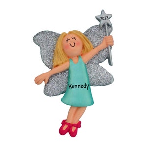 Personalized Fairy Ornament, Sugar Plum Fairy Girl Ornament, Tinkerbell Pixie Ornament, Blonde Fairy Ornament, Kids Fairy Girl Ornament