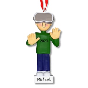 VR Boy Ornament, Gamer Gift, Customized Ornament, Virtual Reality Ornament, Personalized Christmas Gift, Custom VR Ornament, Teenager Gift