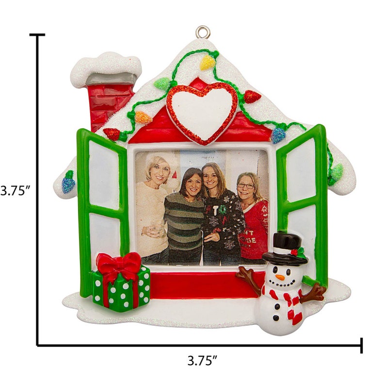 Christmas Photo Frame Ornament, Personalized Christmas Ornament, Picture Frame Ornament, New Home Ornament, House Frame Ornament, Gift image 4