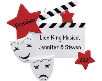 Personalized Comedy Tragedy Masks Ornament - Movie Drama Ornament, Director Ornament, Film Ornament - Free Customization with Gift Box