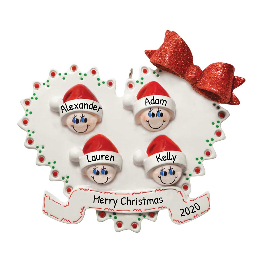 Personalized Family Ornament 2023 - Heart Ornaments 2023 Family of 4 ...
