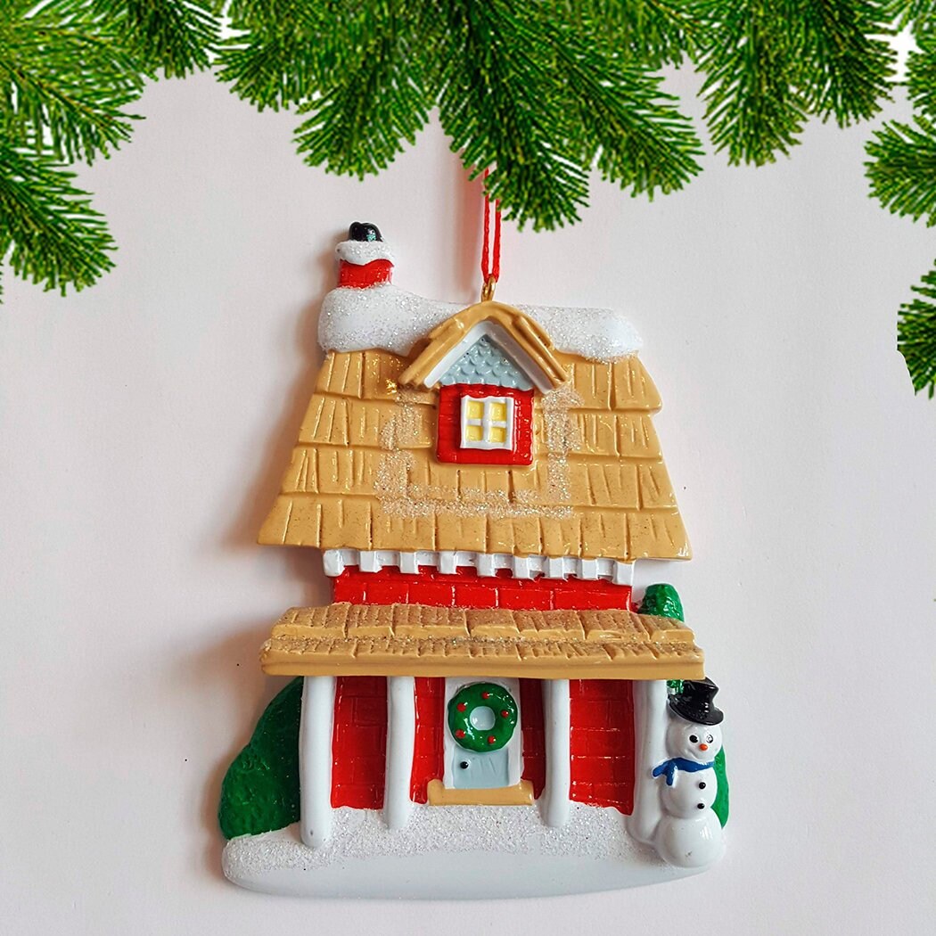 Personalized House Christmas Ornament Our New Elegant Red Etsy