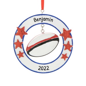Personalized Rugby Ornaments - Sports Ornaments for Christmas Tree, Rugby Coach Ornament, Rugby Gifts - Rugby Ball - Free Customization