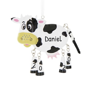 Personalized Cow Ornaments for Tree - Cow Print Christmas Ornaments, Cow Decor, Farm Ornaments for Christmas Tree - Free Customization