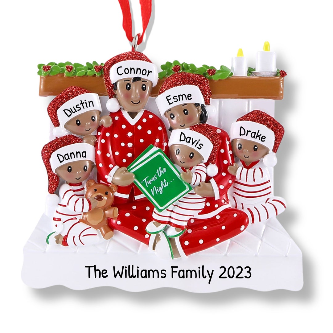 Large Family of 6 Members in Pajamas Ornament for Christmas - Free ...