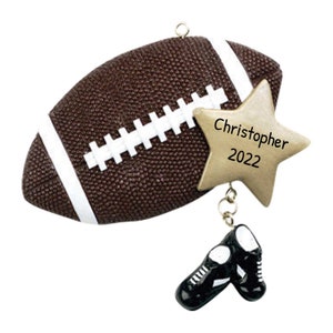 Personalized Football Ornament, Sports Ornaments, NCAA Football Ornaments, Coach Gifts, Football Star Ornament, American Football Ornament