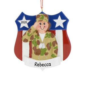 Personalized Army Christmas Ornaments 2023 - Army Ornament, Deployment Ornaments - Army Woman Badge - Free Customization