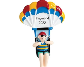 Personalized Parasailing Ornament - Skydiving Ornament, Parasail Christmas Vacation Ornament - Boy - Free Customization with Gift Box