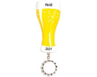 Adornos de cerveza personalizados para árbol de Navidad - Adornos navideños de cerveza, Adorno de taza de cerveza - Cerveza artesanal - Personalización gratuita