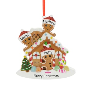 Personalized Family Christmas Ornament 2024, Gingerbread Christmas Ornament, House Family of 3 Ornament, Gingerbread Ornament, Family Gift