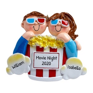 Personalized Movie Night Gifts for Couples Ornament 2024, Popcorn Ornament, Couple Ornament, Movie Lover Gift, Film Ornament, Roommate