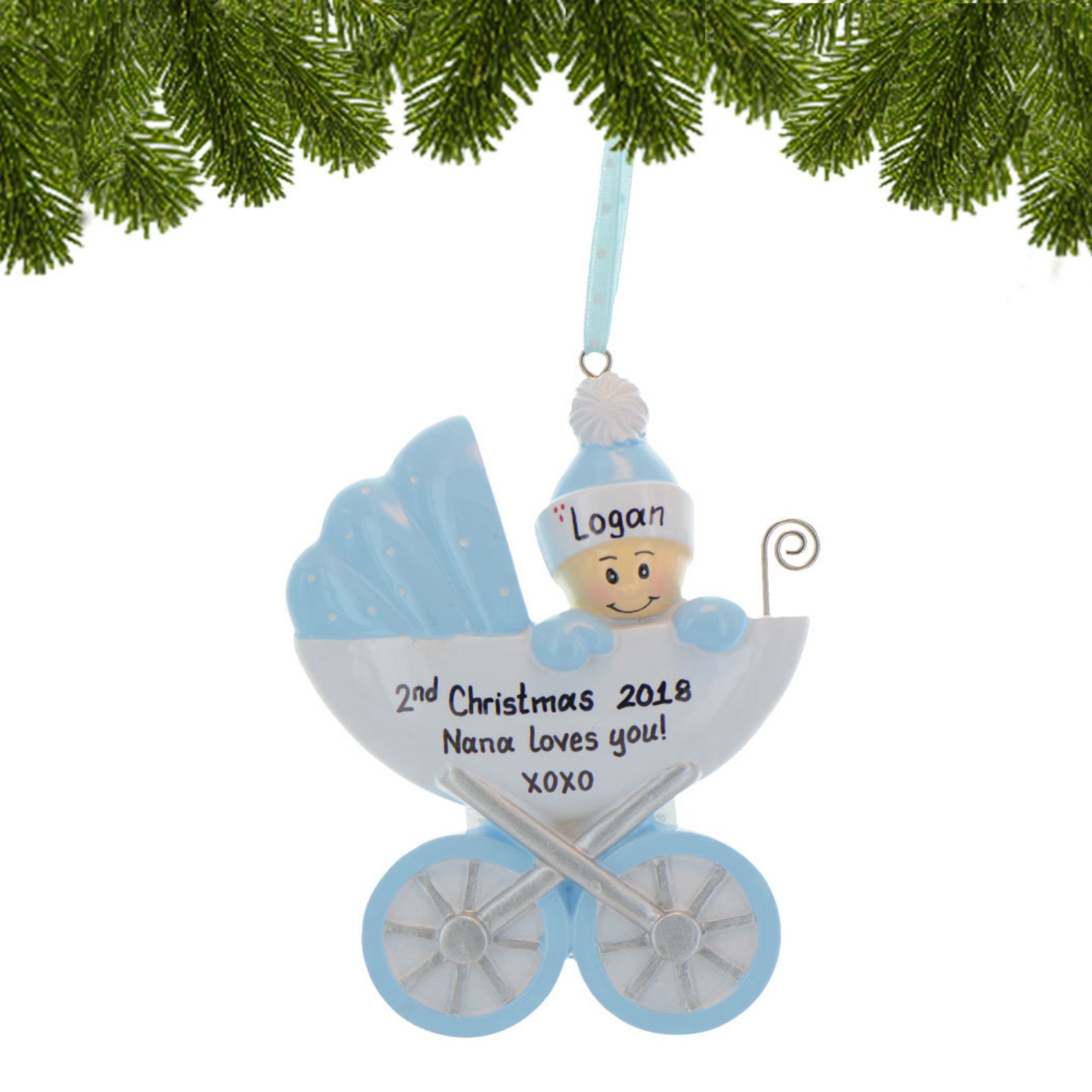 Personalized Baby Boy Ornament Baby's 1st Christmas Etsy