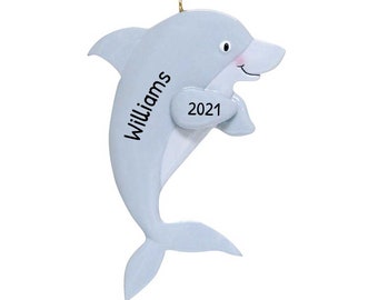 Personalized Dolphin Ornament Christmas - Dolphin Christmas Ornament, Winter the Dolphin Ornament - Sweet Dolphin - Free Customization