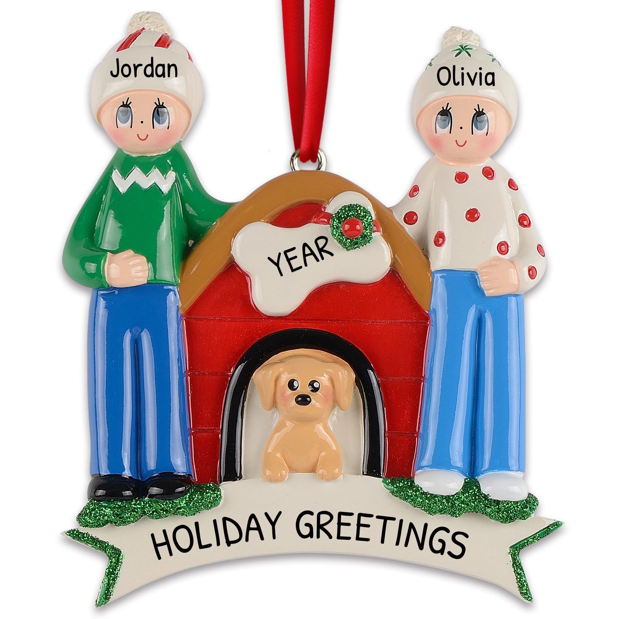 Personalized Family of 2 With Dog Ornament / Custom Christmas ...