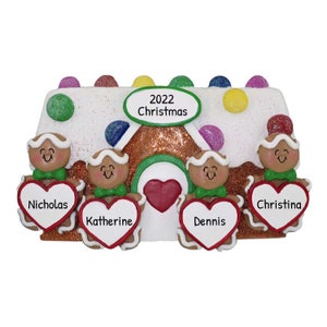 Personalized Family Ornament 2023 - Gingerbread  Ornament Family of 4 Gingerbread House Ornaments 2023 - Free Customization