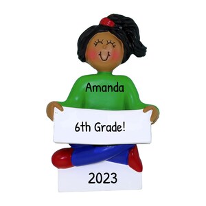 Personalized Bookworm Ornament - Book Lover Christmas Ornaments - Girl Reading Black Female - Free Customization