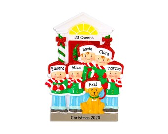 Personalized Family Ornament 2023 - Christmas Family Ornament with Dog Family of 5 Dog Ornament 2023 - Free Customization