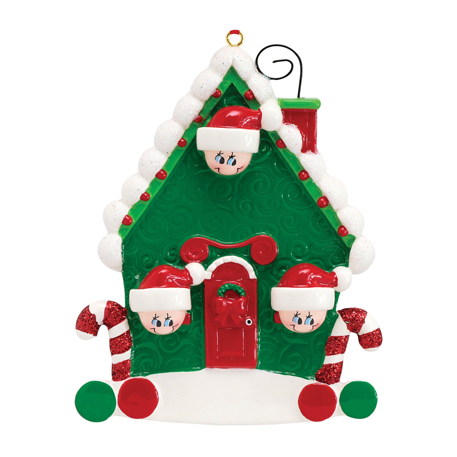 Personalized Candy Cane House Family of 3 Family Christmas Etsy