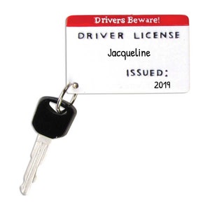 Gepersonaliseerd nieuw stuurprogramma-ornament 2023 - Rijbewijs kerstornament, student-chauffeursornament - Chauffeurs pas op - Gratis maatwerk