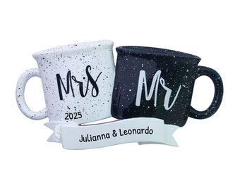 Adornos personalizados para parejas, Sr. y Sra. Tazas Adornos de pareja, Tazas juntos Adornos, Regalo para pareja, Sr. y Sra. Adorno, Idea de regalo