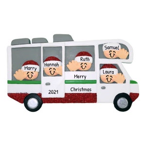 Family Of 5 RV Christmas Ornament ~ Personalized Christmas Camping Ornament