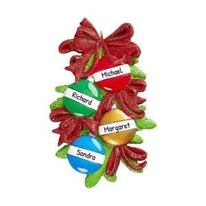 Adorno familiar personalizado 2023 - Adornos de bolas navideñas Adorno de bola navideña familiar de 4 personas 2023 - Personalización gratuita