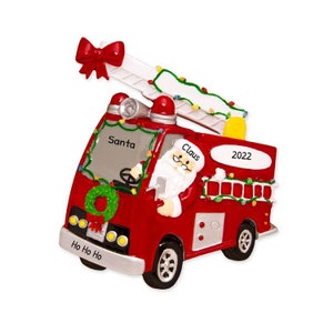 Personalized Fire Truck Ornament 2023 - Firefighter Ornaments, Fireman Ornaments - Santa Firetruck - Free Customization