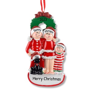 Personalized Family Christmas Ornament Of 4 Members, Holiday Ornament, Custom Ornament, Family Ornament, Hanging Ornament, Ornament Decor