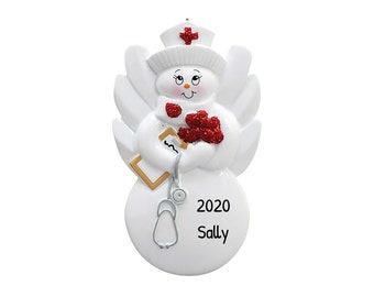 Adorno médico personalizado: adornos de enfermera, adornos de doctor, profesión médica - Enfermera de nieve - Personalización gratuita