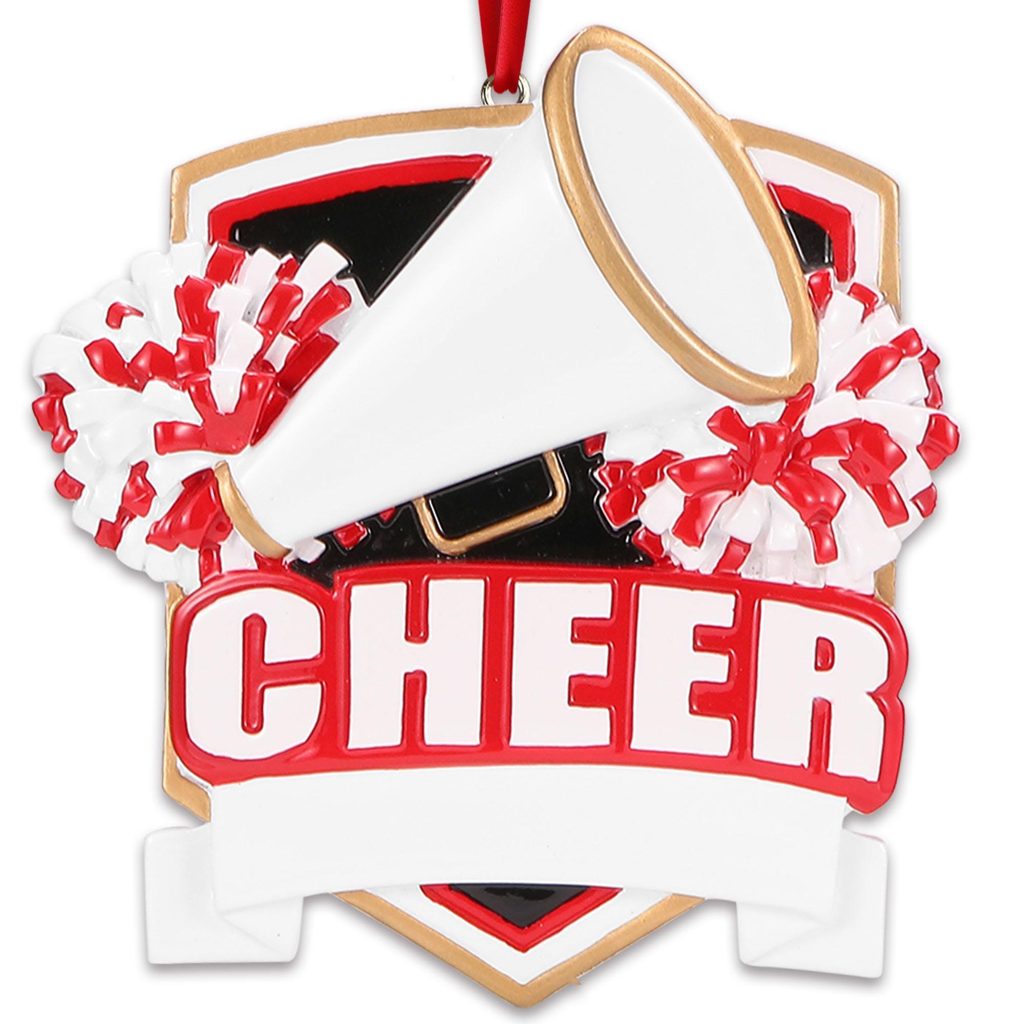 Personalized Cheer Ornaments 2025 - Custom Red Word Cheer Stuff