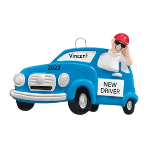 Gepersonaliseerde nieuwe chauffeursornament 2023 - Kerstornament voor rijbewijs, Ornament voor studentenchauffeur - Nieuwe chauffeursjongen - Gratis aanpassing