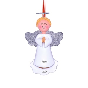 Personalisierte Engel Ornament - Schutzengel Geschenk, Engel wacht über Sie - Blonde männlich betend - Kostenlose Anpassung mit Geschenk Box