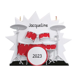 Personalized Drum Set Ornament - Musical Instrument Ornament, Percussion Gifts, Band Ornament - Drum Set - Free Customization