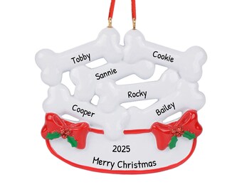 Adornos personalizados para mascotas 2023 - Adornos navideños para perros Adorno de cuenco de hueso para perros Adornos para perros - Personalización gratuita con caja de regalo