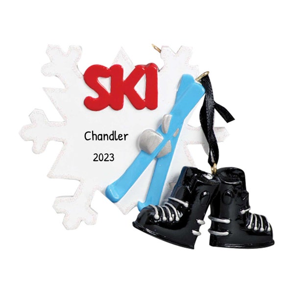 Skier Ornament, Winter Ski Ornament, Skiing Ornament, Ski and Ski Boots Ornaments, Custom Skiing Gifts,Snowflake Ornaments,Ski Gear Ornament