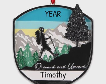 Hiking Ornament, Mountain Ornament, Hiker Ornament, Hiking Gift, Camping Ornament, Hiking Lover Gift, Backpacking Ornament, Outdoor Ornament