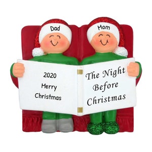 Couple Christmas Ornament, Nigh Before Ornament, Reading Couple Ornament, Christmas Gift, Holiday Decor, Winter Ornament, Personalized Gift