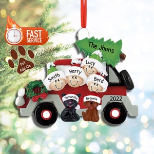 Family Christmas Ornament, Personalized Christmas Ornaments, Family With Pet Ornament, Custom Names Ornament, Stocking Stuffer, Xmas Present