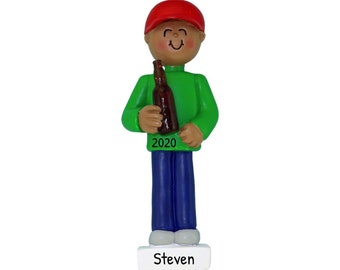 Adornos de cerveza personalizados para árbol de Navidad - Adornos navideños de cerveza, adorno de jarra de cerveza - Hombre negro - Personalización gratuita