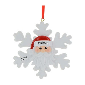 Personalized Christmas Santa Ornament, Snowflake Ornament, Granddaughter Ornament, Santa Claus Ornament, Holiday Decoration, Tree Ornament