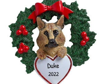 Adornos para mascotas personalizados 2023 - Adornos navideños para perros Adorno de pastor alemán Adorno de corona para perros - Personalización gratuita