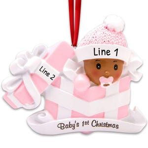 Adorno personalizado para la primera Navidad del bebé 2023 - Adorno negro para niña, primer adorno navideño azul - Personalización gratuita imagen 2