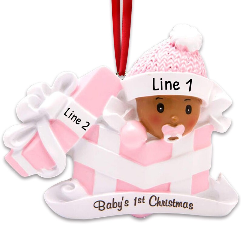 Adorno personalizado para la primera Navidad del bebé 2023 - Adorno negro para niña, primer adorno navideño azul - Personalización gratuita imagen 2