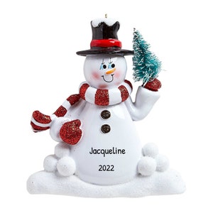 Personalized Snowman Christmas Ornaments, Custom Snowman Ornament, Festive Ornament, Holiday Ornament, Winter Decoration, Cute Snowman Gift