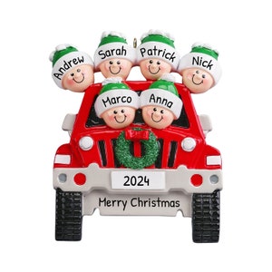 Personalized Family Ornament 2023 - Travel SUV Ornament Family of 6 Ornament 2023 Travel Ornaments 2023 - Free Customization
