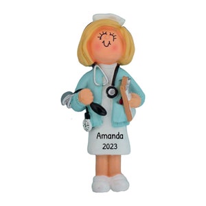 Personalized Medical Ornament - Nurse Ornaments, Doctor Ornaments, Medical Profession - Blonde Nurse - Free Customization With Gift Box