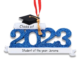 Personalized 2023 Graduation Ornament - Class of 2023 Ornament - Senior 2023 Ornament - 2023 Blue - Free Customization With Gift Box