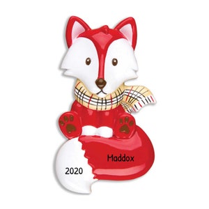 Personalized Fox Christmas Ornament - Fox Ornaments for Christmas Tree, Woodland Creature Ornaments - Red Fox - Free Customization